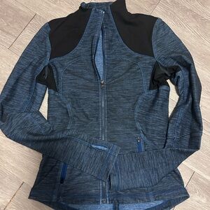 lululemon athletica Blue Heather Zip-Up Jacket with Black Panels
